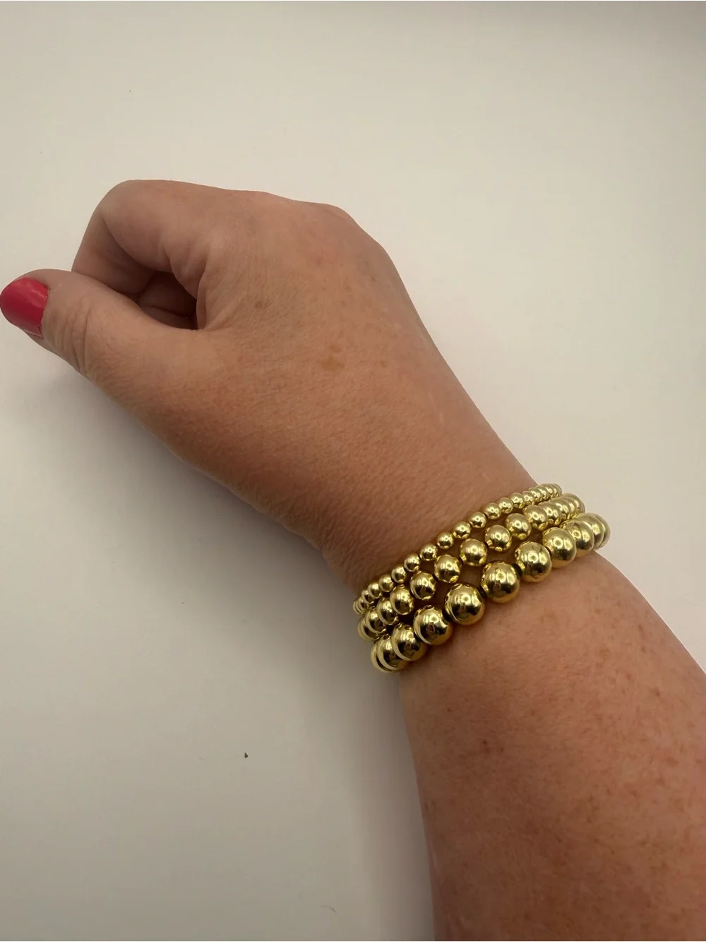 Plated Brass Beaded Bracelet Stack Set of 3 | 8, 6, &  4mm Bracelets